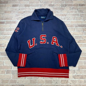 RALPH LAUREN "USA" HALF ZIP SWEAT SHIRT