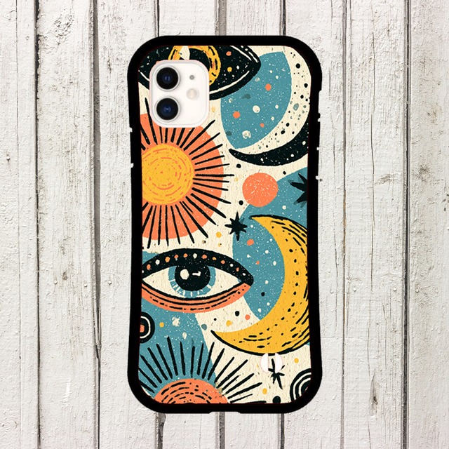 受注生産 iPhoneケース 太陽と目のカラフル護符｜魔除けアート TALM080C