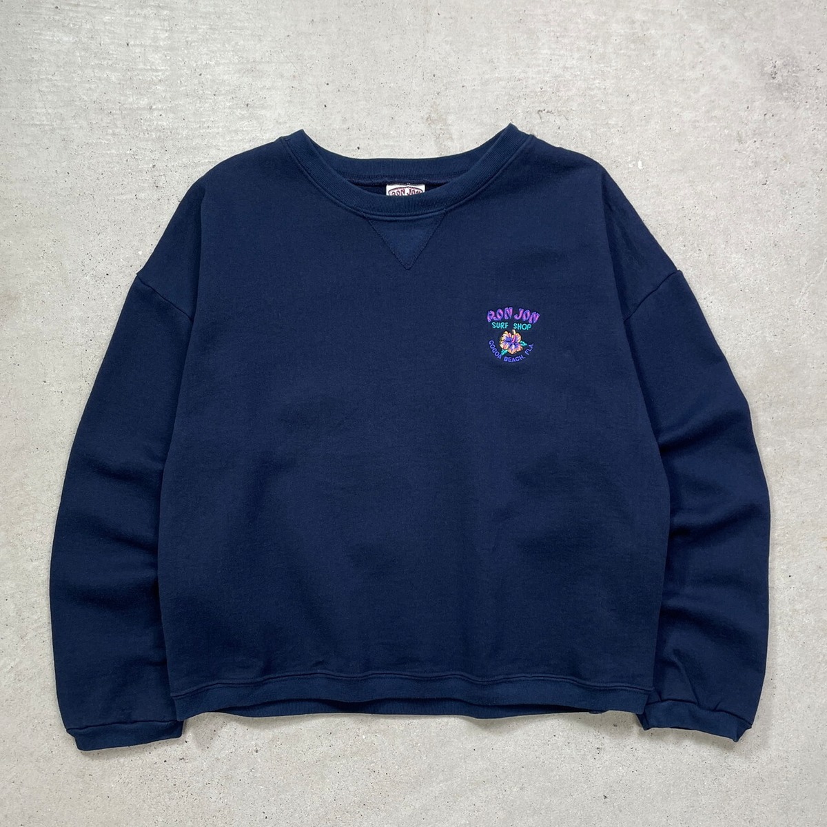 90年代 USA製 RON JON SURF SHOP ロンジョン ロゴ刺繍 短丈 スウェット 