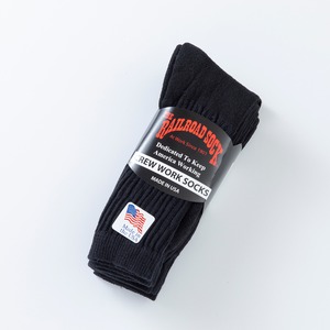 【RAILROAD SOCK】Made in USA ワークソックス 無地 3枚セット