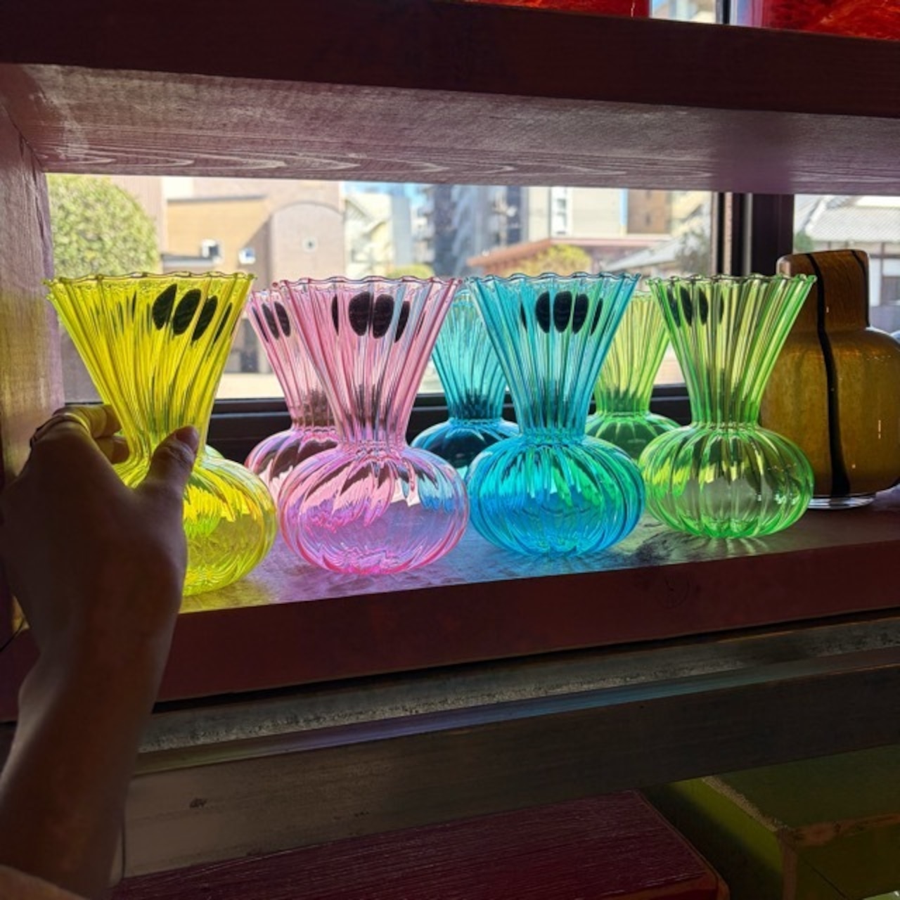 NEON GLASS VASE 4Color ネオンカラー ガラス フラワーベース 花瓶 イエロー ピンク ブルー グリーン