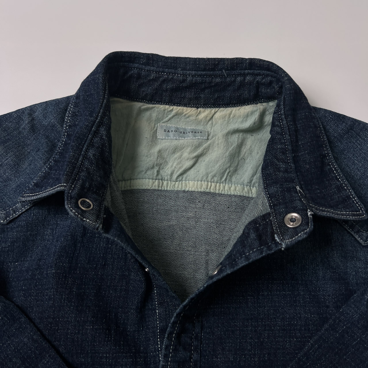 nano universe ナノユニバース ウエスタン 半袖デニムシャツ M/インディゴ/ストレッチ