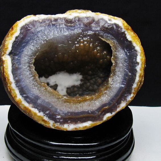 1.3Kg アゲート ジオード 原石 置物 台座付属 瑪瑙 メノウ 晶洞 一点物 181-4181