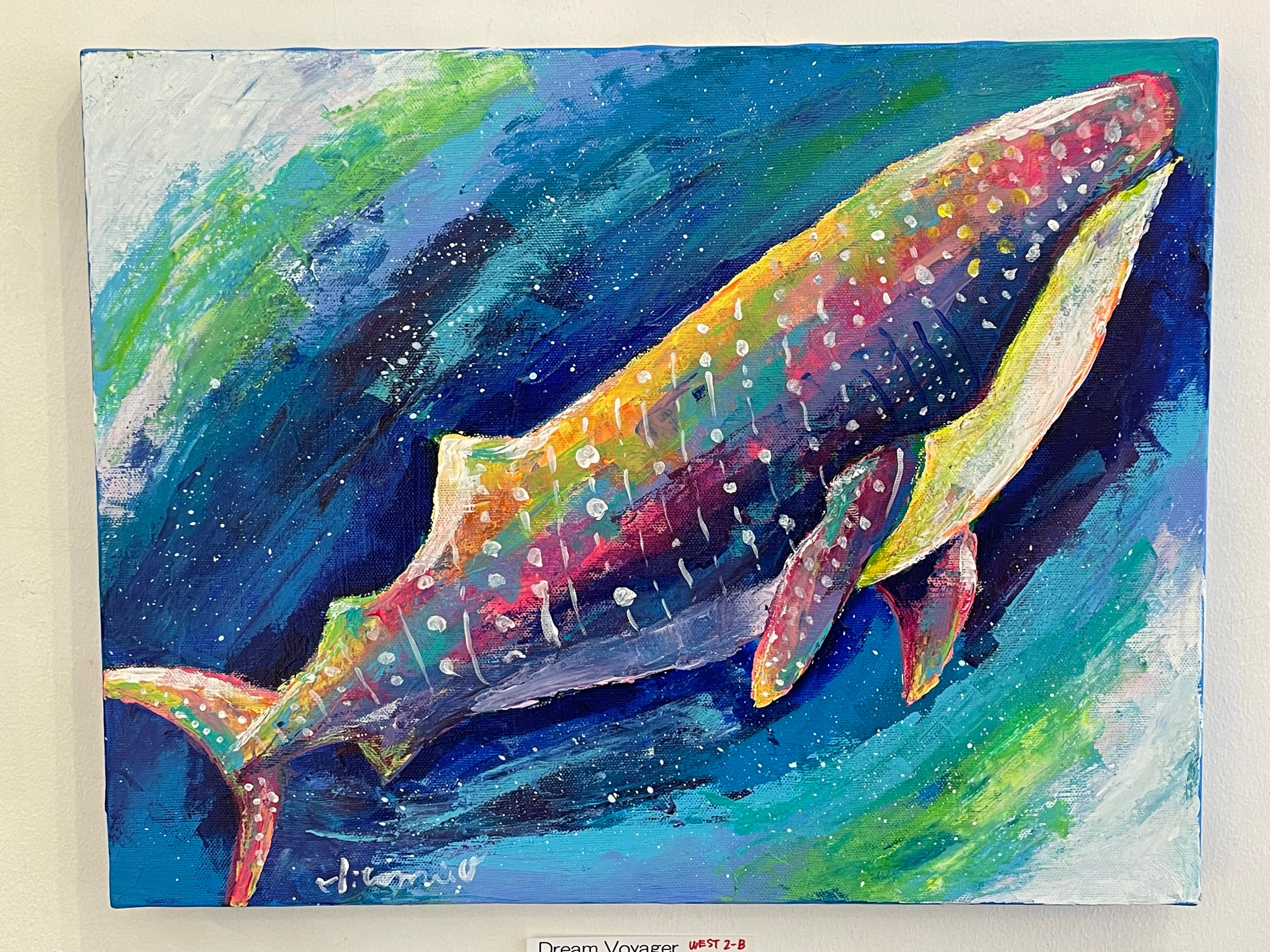 A-132/24】動物画 ウミガメ 原画 絵画 現代アート キャンバス 真作