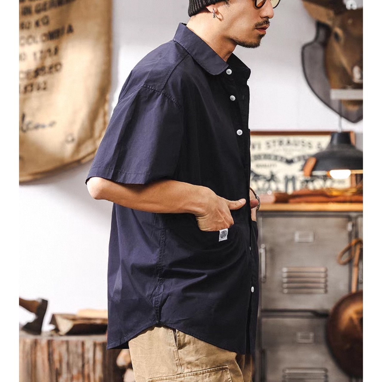 Back logo patch work shirt 1473 - 3