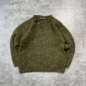 00-90s Fisherman ウール XS セーター メランジ グリーン / 身幅53 着丈62cm