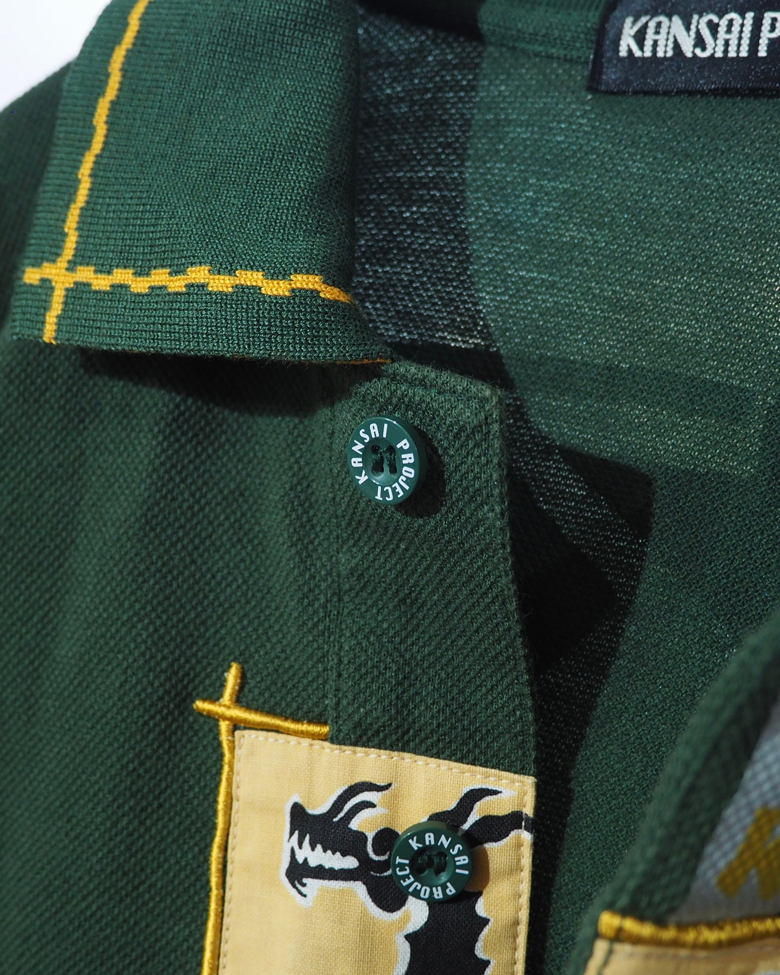 1990s " KANSAI PROJECT " ” 双竜 ” Embroidery vintage Long Sleeve Polo Shirt