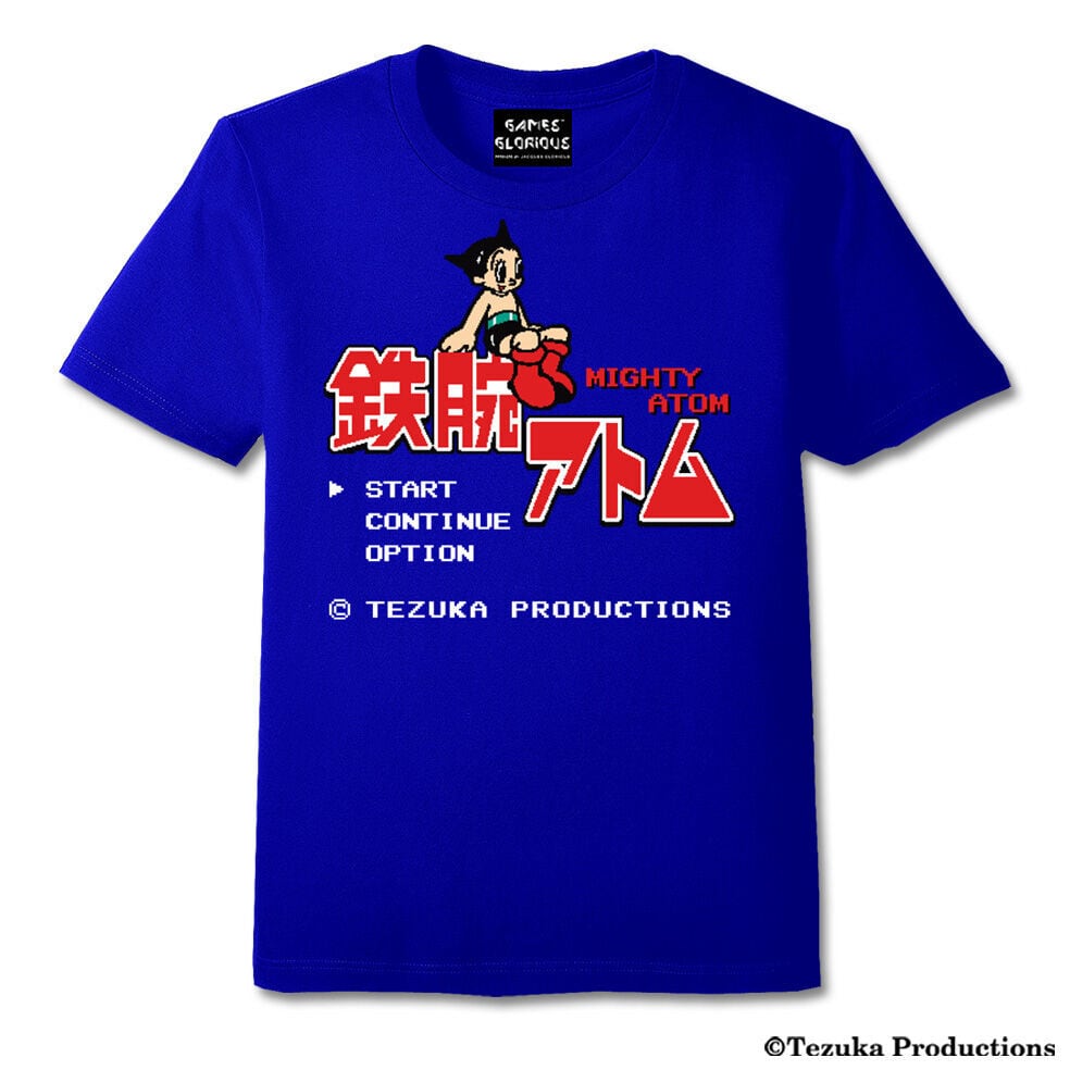 鉄腕アトム 8-bit Title Tシャツ -BLUE- / GAMES GLORIOUS