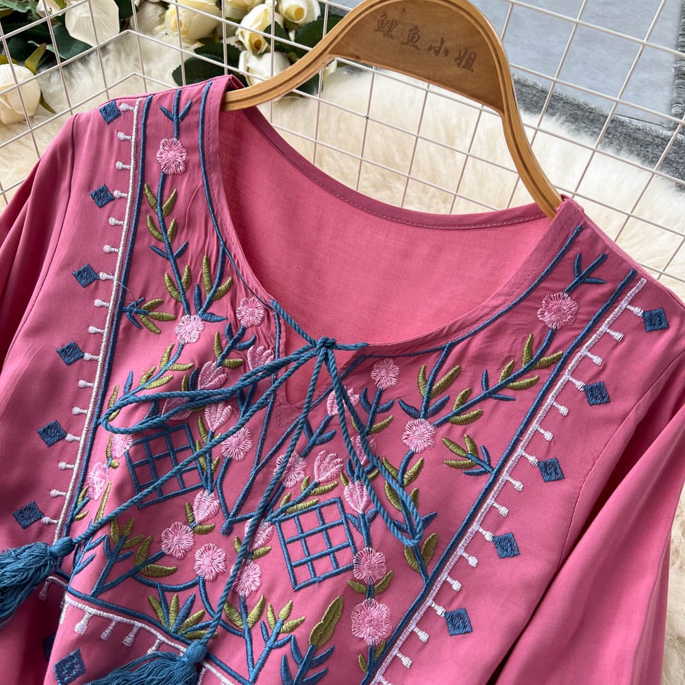 SALE 送料無料 ◇ D1485 フラワー 刺繍 フリンジリボン バルーン 
