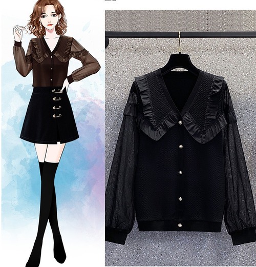 【大きいサイズL-4XL】【春夏新作】ファッション/人気トップス♪ブラウン/ブラック2色展開◆serft-212287