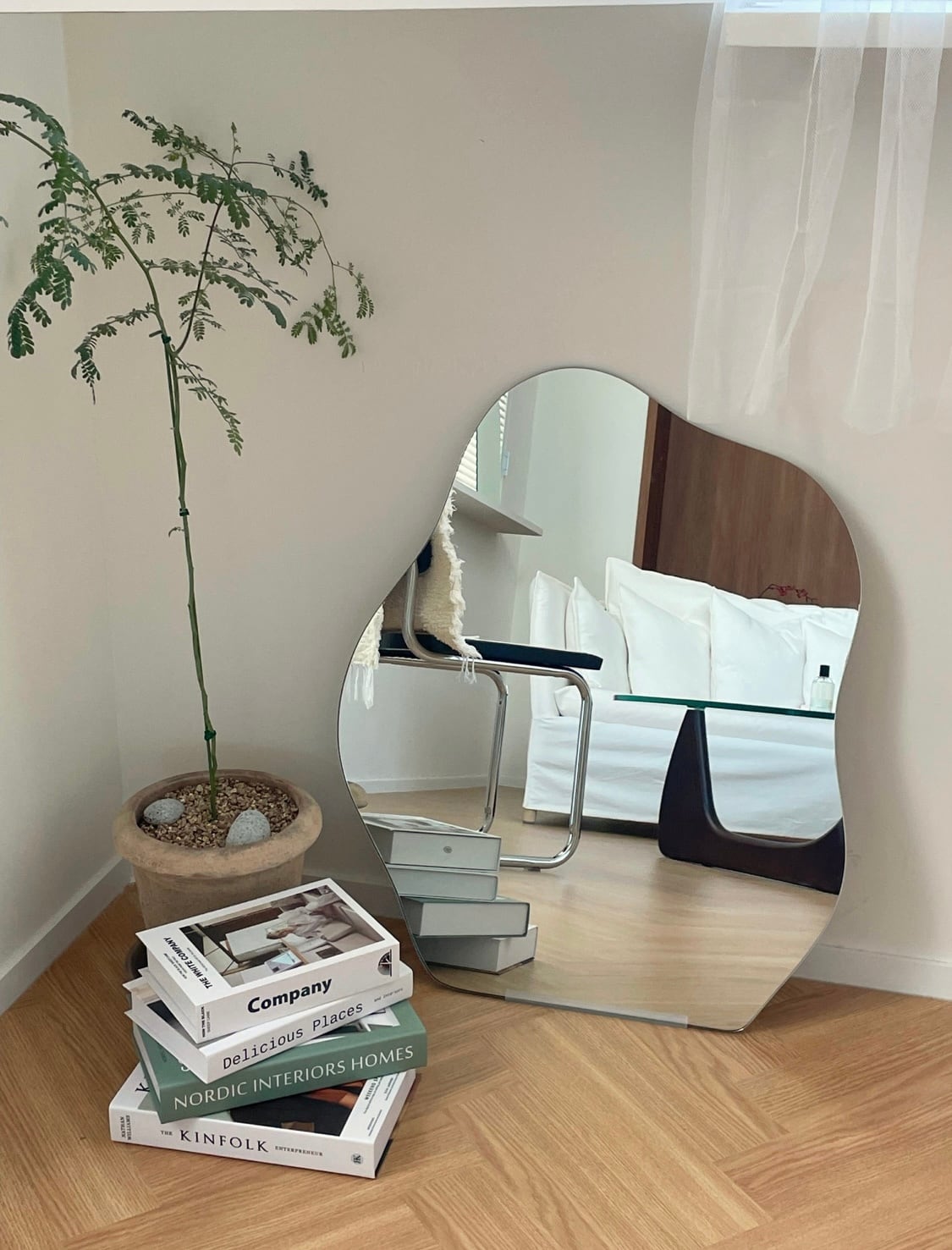 wave mirror L size / ウェーブミラー スタンド 変形 鏡 韓国