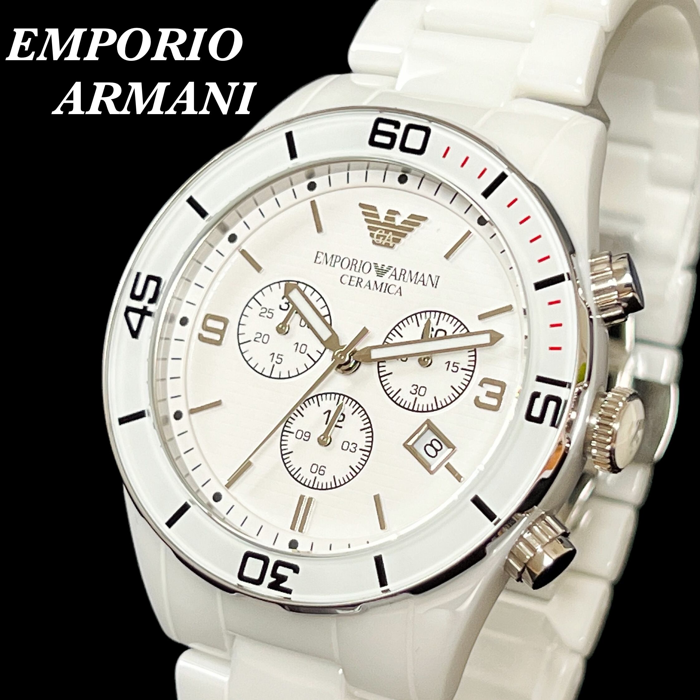 メンズ腕時計 おしゃれホワイト EMPORIO ARMANI エンポリオアルマーニ ...