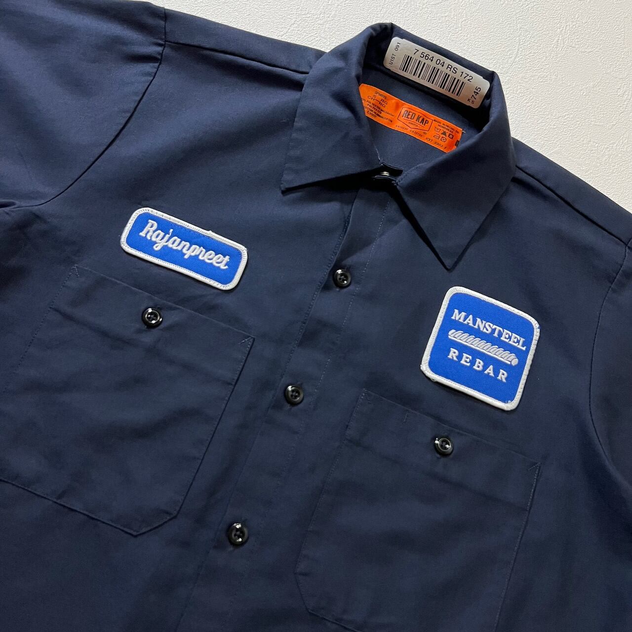 RED KAP ワークシャツ リメイク 短丈 長袖シャツ ネイビー S 古着 | RUFFY