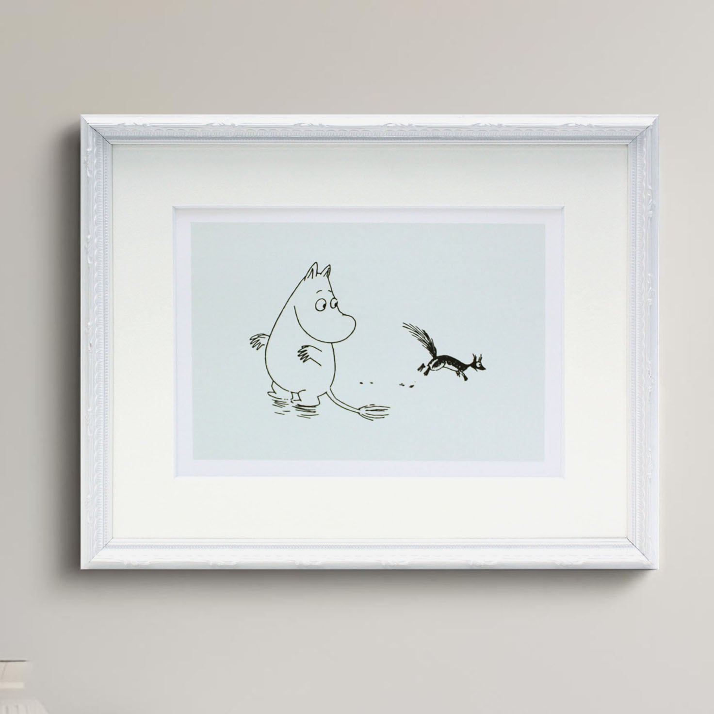 ムーミン 北欧 Postery 「ムーミンとリス」送料無料 フレーム 展示用フック付アートポスター 絵画 インテリア アート