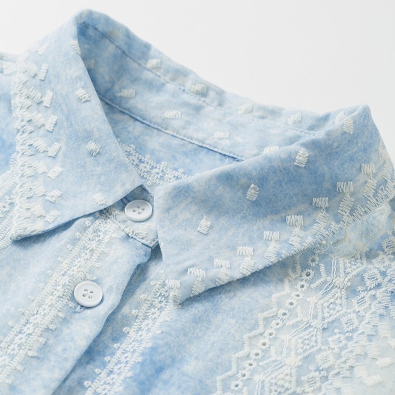 Blue Sheer Short Sleeve Shirt / ブルー シアー ショート袖 シャツ