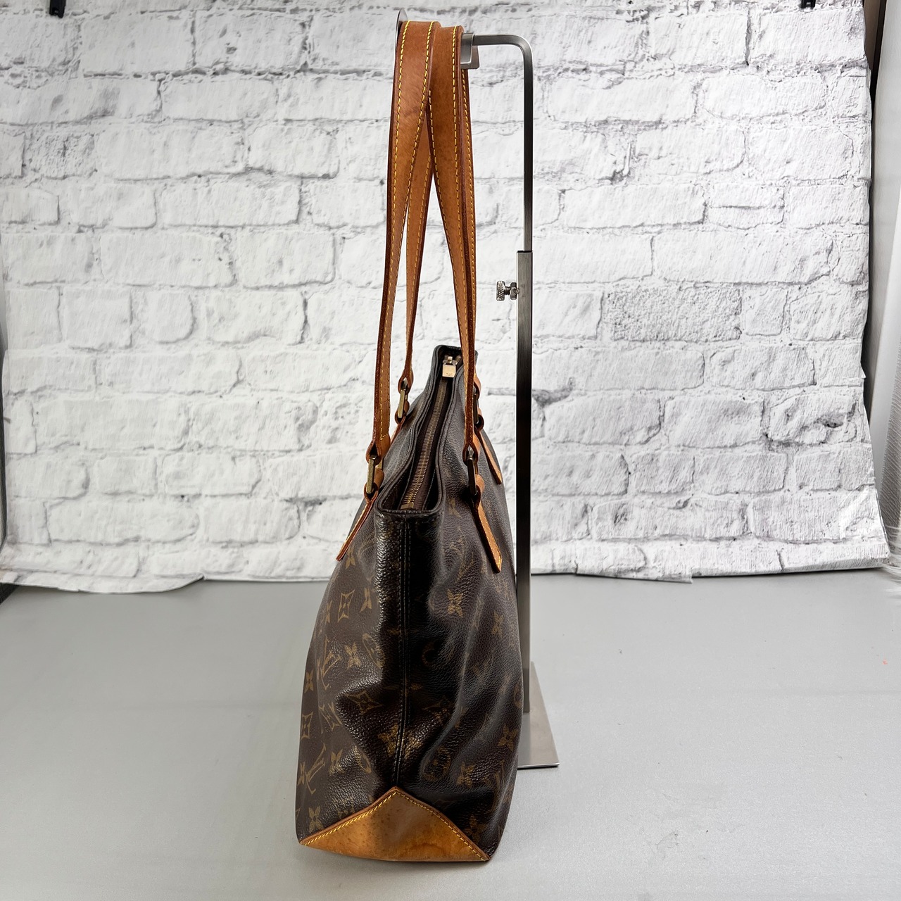 LOUIS VUITTON ヴィトン カバピアノ モノグラム レザー トートバッグ ブラウン A-13717