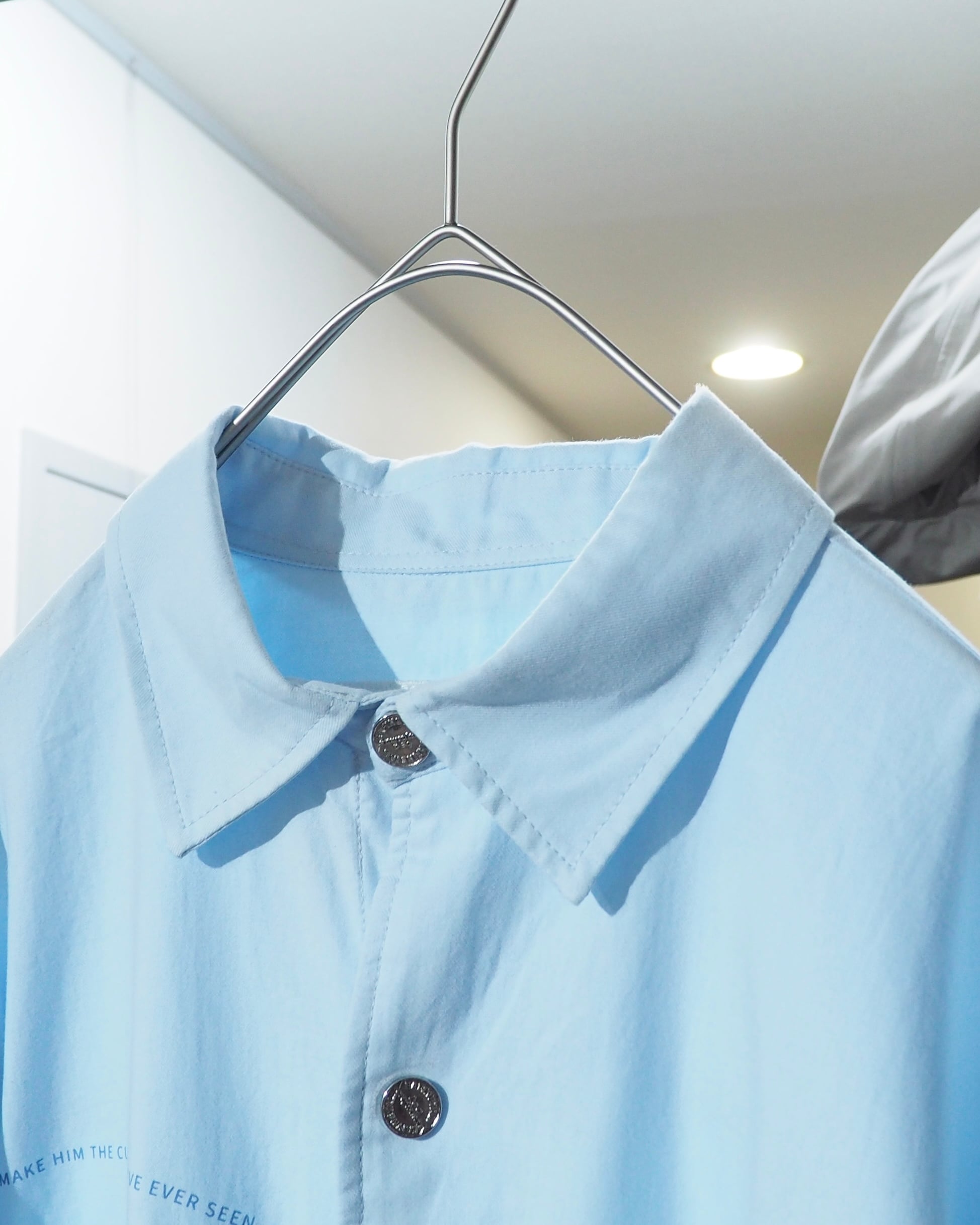 " EAFINETAL " Knit Docking Over silhouette Light Blue shirt