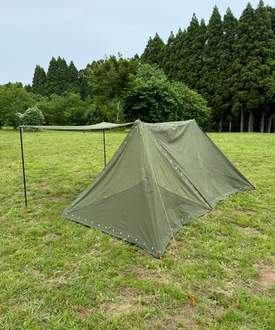 希少軍幕ノルウェー軍用テント ポール、ペグ付き | ヴィンテージ