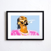 Snoop Dogg｜西海岸ヒップホップのレジェンドを描くドローイングアートポスター｜モダン・ストリートに合う額縁セットA2ポスター