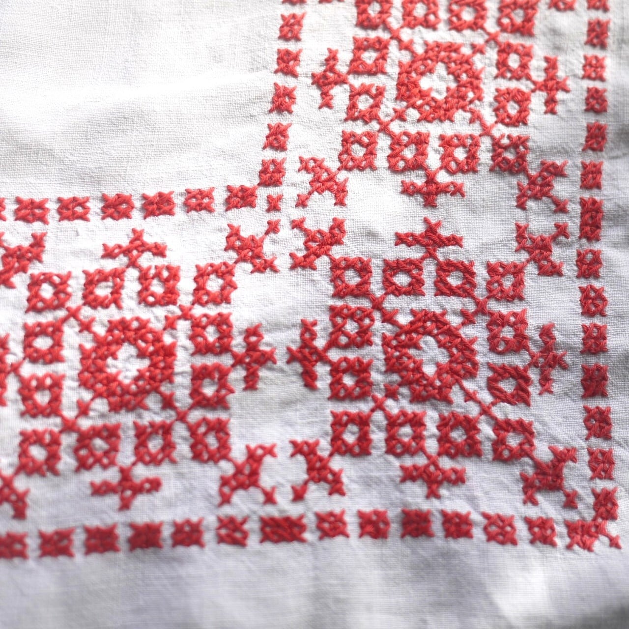 教会堂の掛布 クロスステッチとレース レッドワーク ドイツ