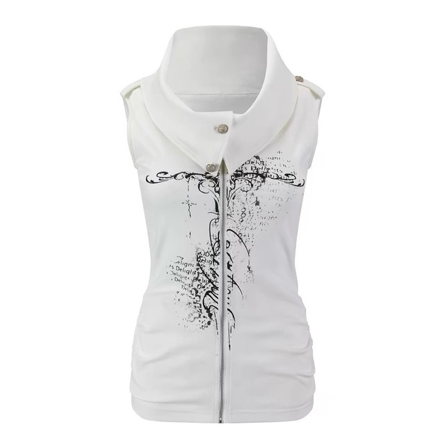 [Cest Nous] Cross Ancient Sword Zipper Tank Jacket