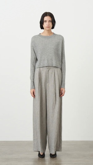 ATON -CASHMERE SILK SPUN | RIB PULLOVER- :NAVY, :TOP GRAY, :WARM WHITE