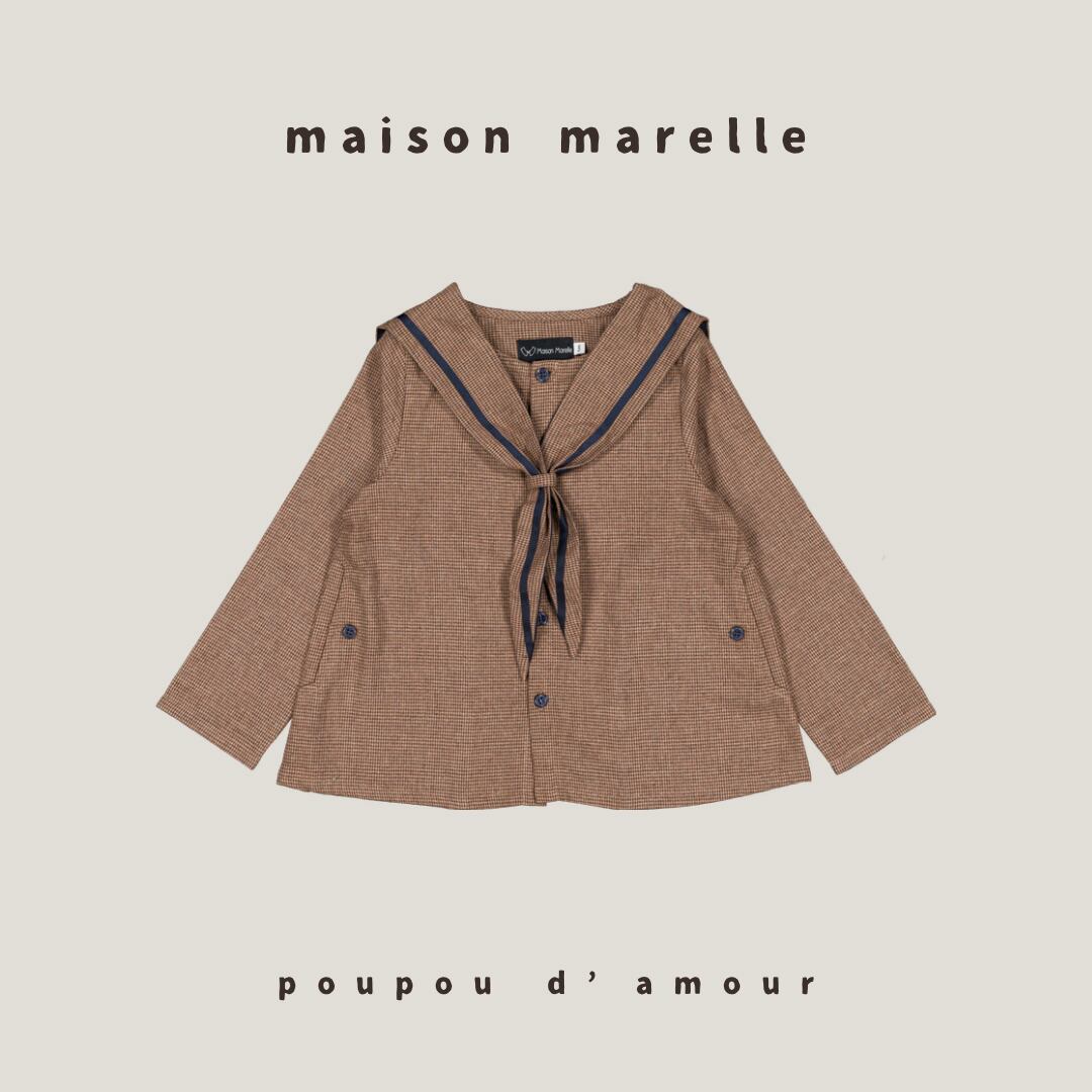 12M~5Y 送料無料【予約】maison marelle|Blouse CHAPTAL - brown houndsthooth (11月上旬以降入荷予定)
