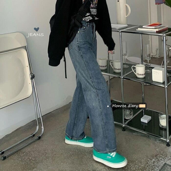 薄手ハイウェストジーンズ スプリングパンツ ルーズ 春物 モンロー98107037653