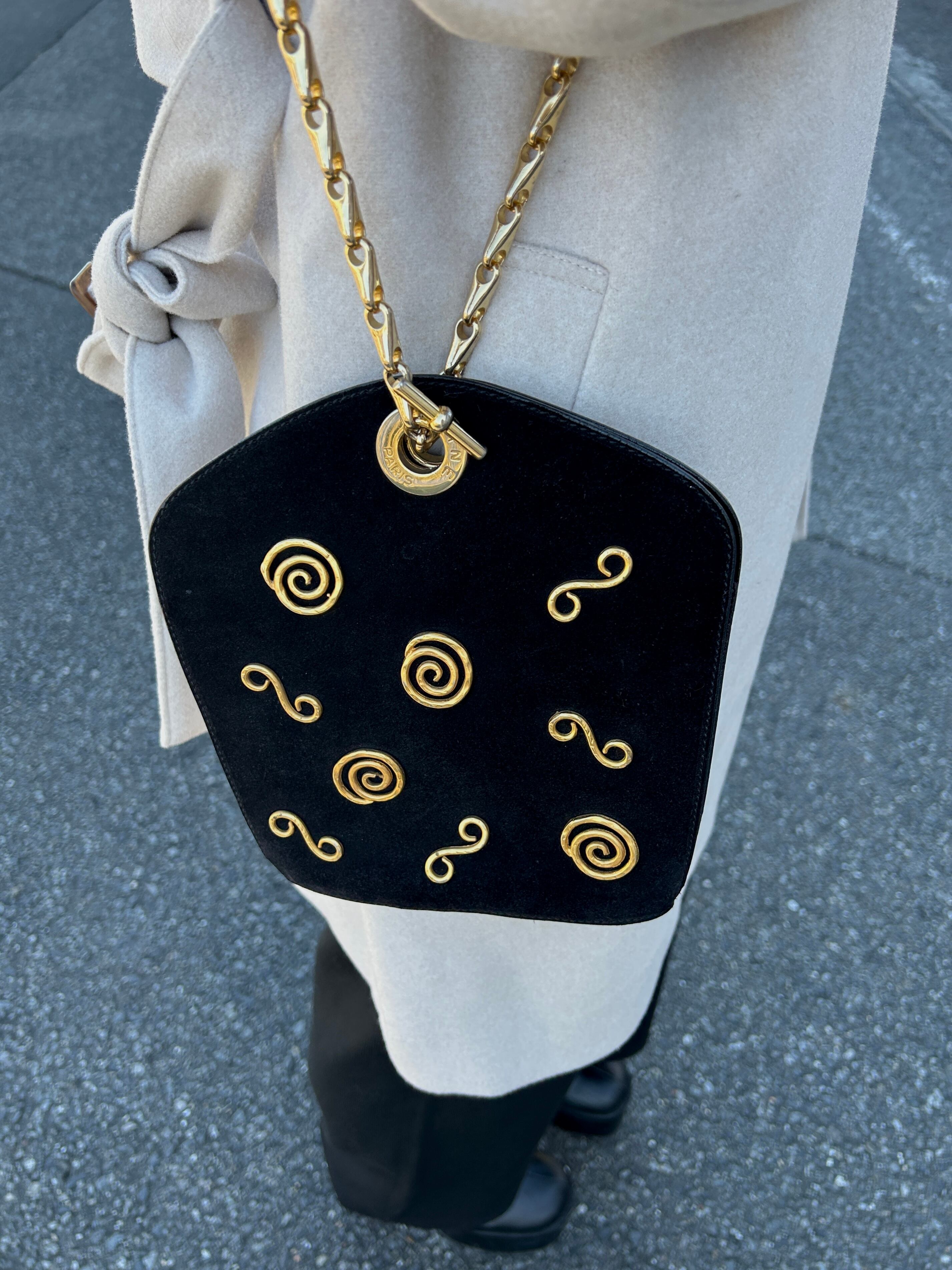 CELINE セリーヌ ショルダーバッグ ブラック スエード チェーン ワンハンドル vintage ヴィンテージ オールド a7wb8n