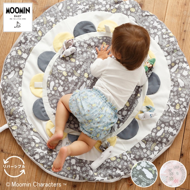 MOOMIN BABY 2way プレイマット フラワー リバーシブル 寝返り マット ムーミン ラグ 赤ちゃん ベビー キッズ 子供 マット 北欧