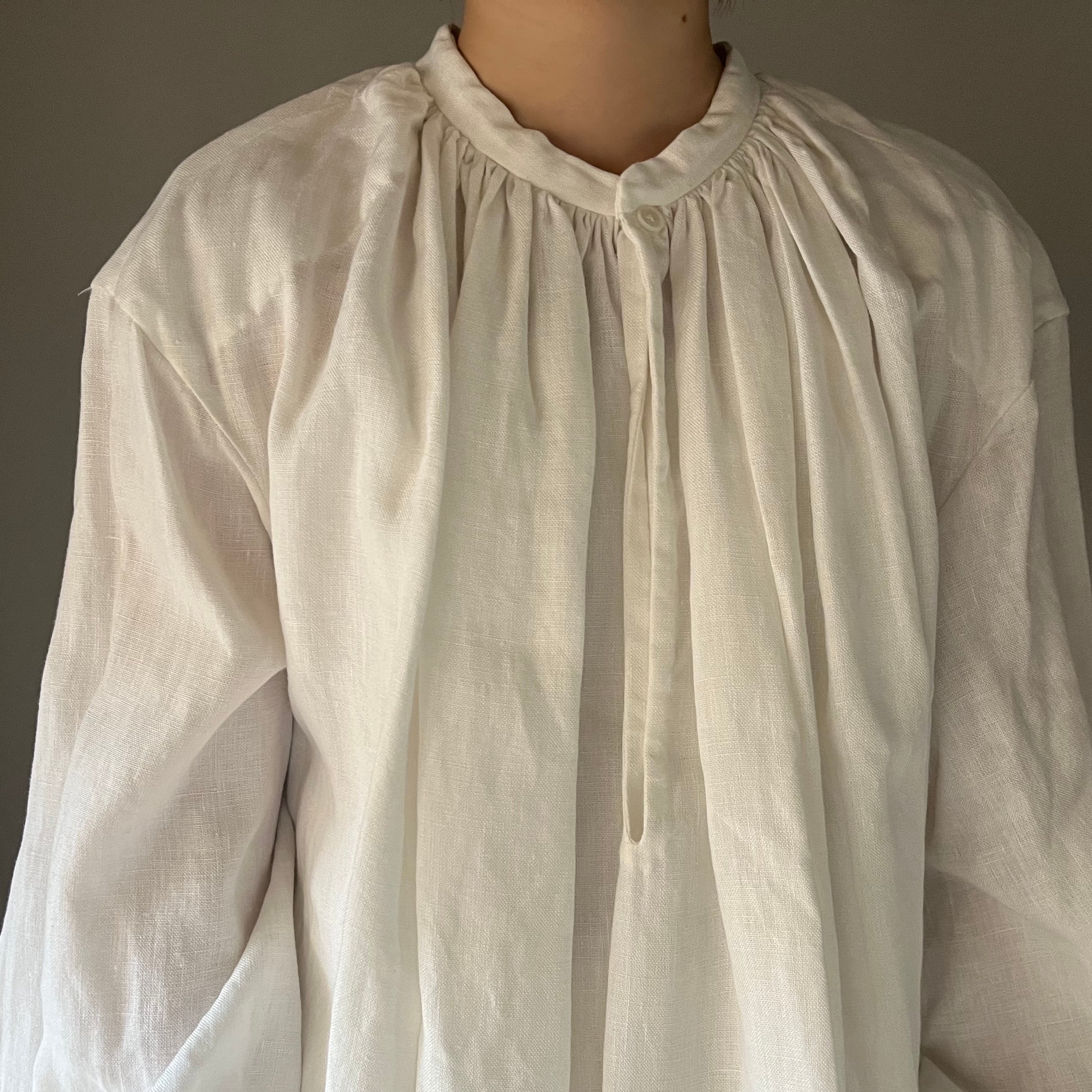 YAECA / ヤエカ ギャザーブラウスロング WHITE 1 #44106 LINEN YAECA / ヤエカ ギャザーブラウスロング WHITE 1 #44106 LINEN
