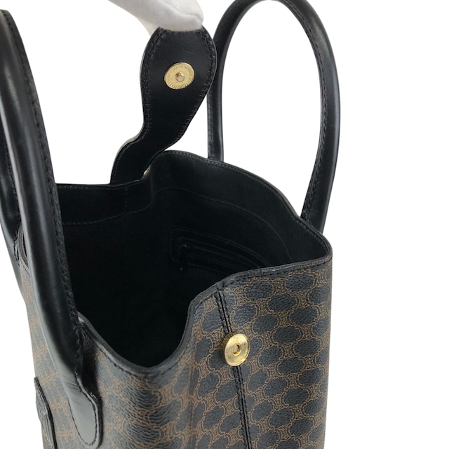 CELINE セリーヌ マカダム ハンドバッグ ブラック ブラゾン型押し PVC トートバッグ vintage ヴィンテージ オールド ypkjyr