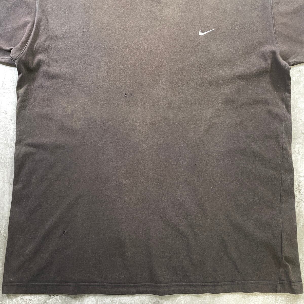 00年代 NIKE ナイキ スウォッシュ ワンポイントロゴ刺繍 Tシャツ
