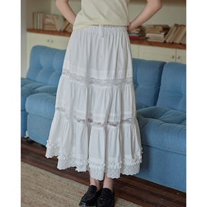 white high waist a line medium skirt