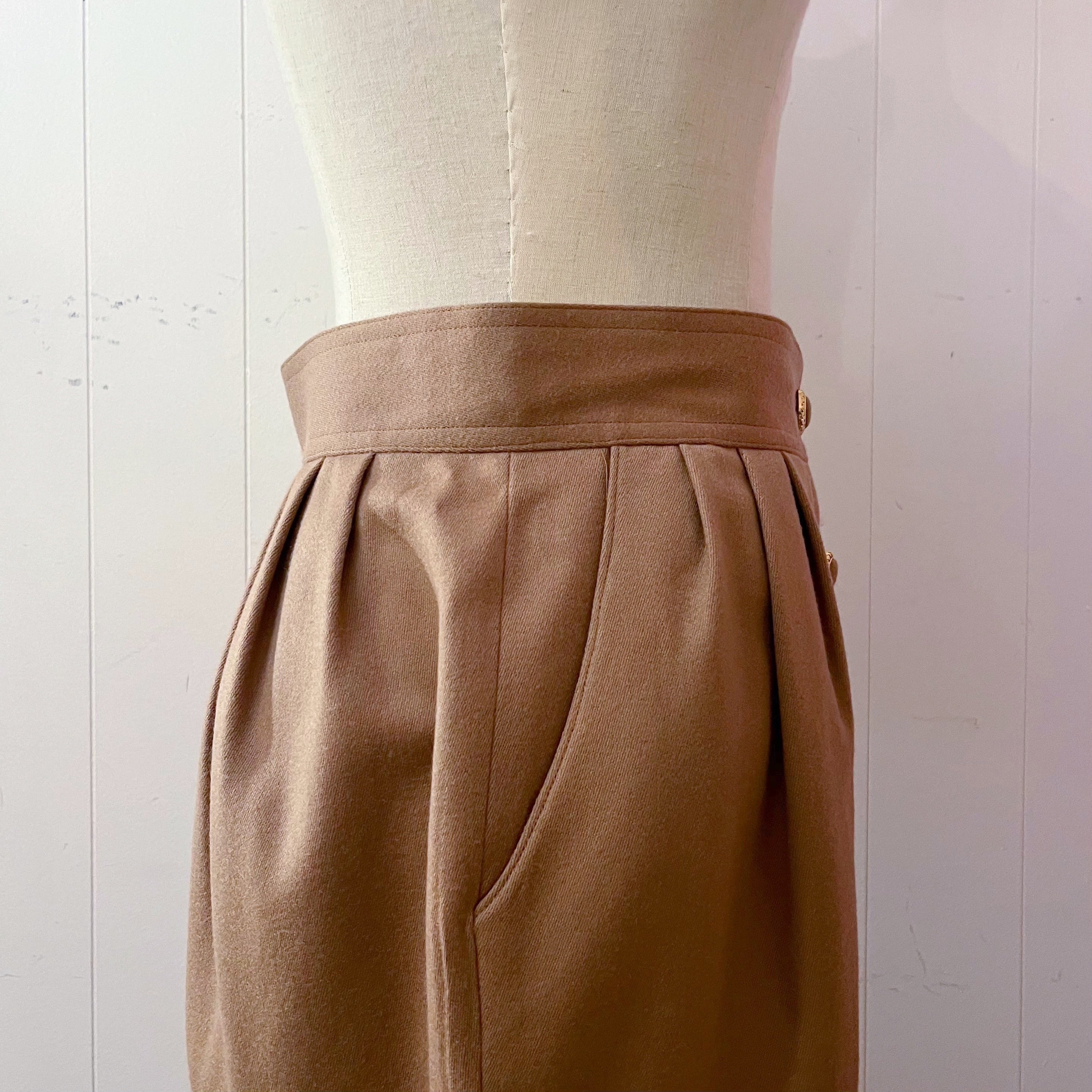 cream beige front button skirt
