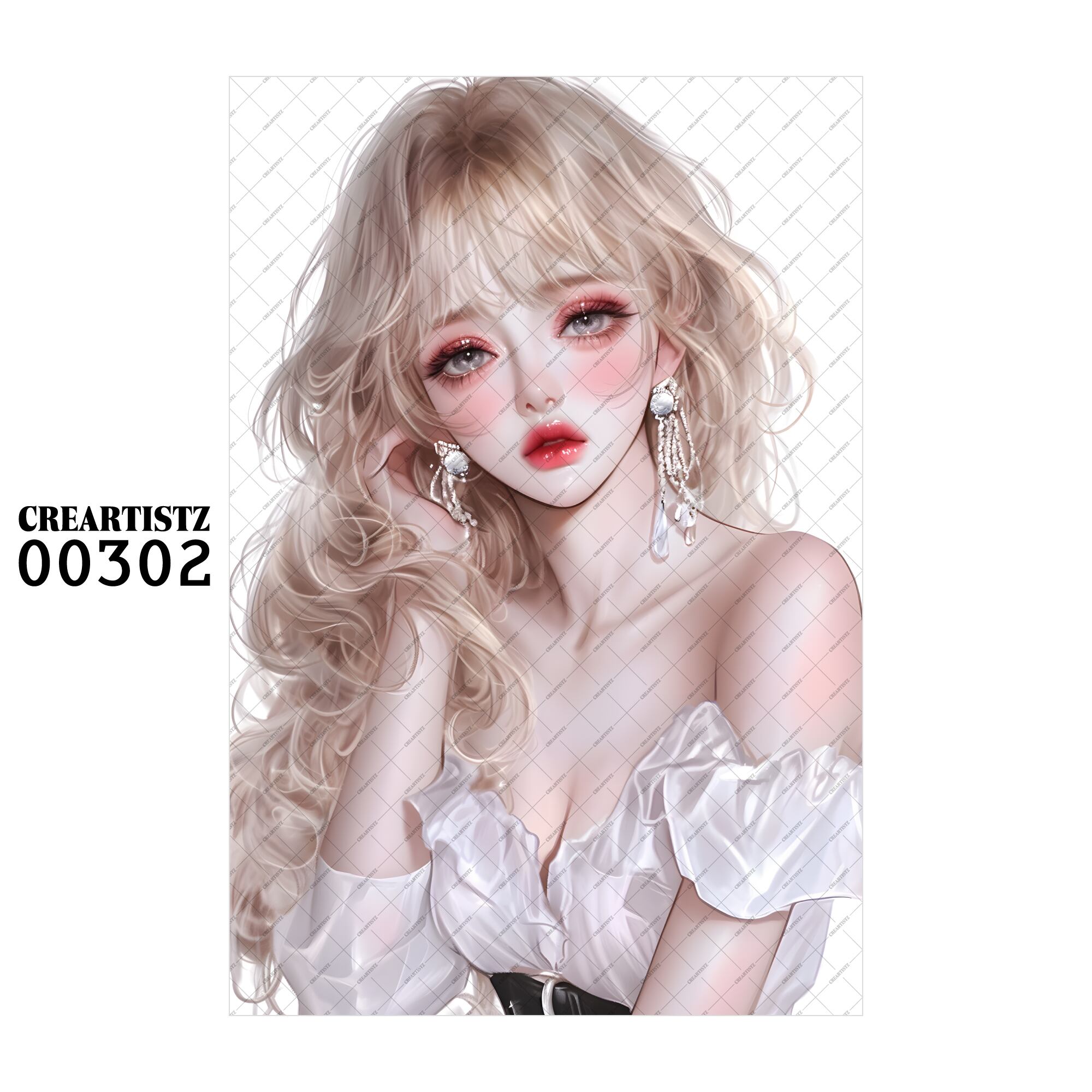 00302 ガール キュート オリジナル ペーパー/ステッカー 4枚セット CREARTISTZ