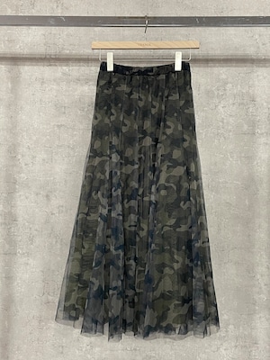 カモフラ◆柔らかい素材感が美しく、ふんわり揺れ姿が上品なチュールスカート