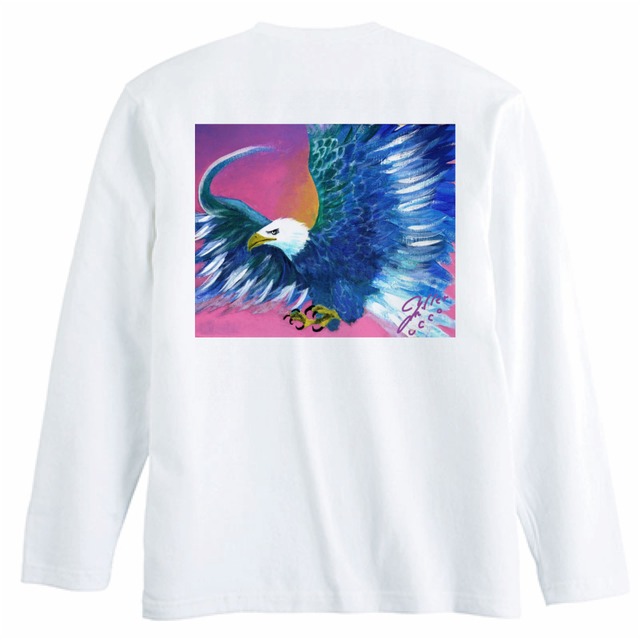 Blue Eagle 長袖Tシャツ：ユッコ・ミラー絵画シリーズ（ホワイト）