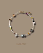 Multi Stone Clear Beads Necklace［BZN35］