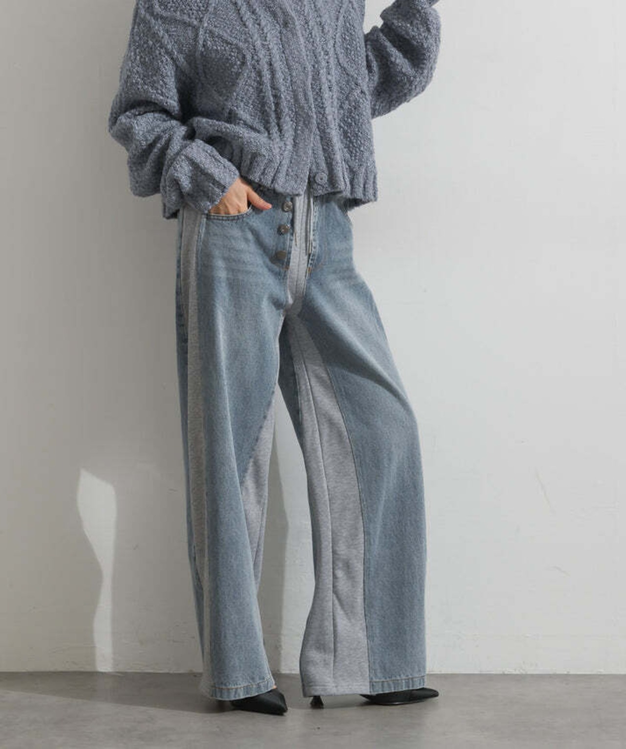 2407026 サイドスウェットドッキングデニム gray