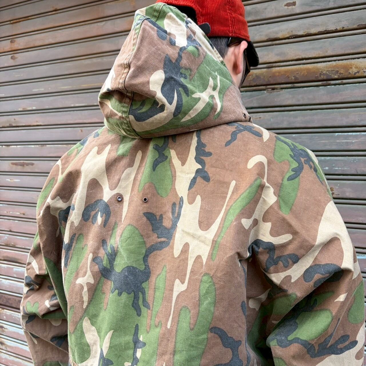 70s USA製 ハンティングパーカー ウッドランドカモ 迷彩 L