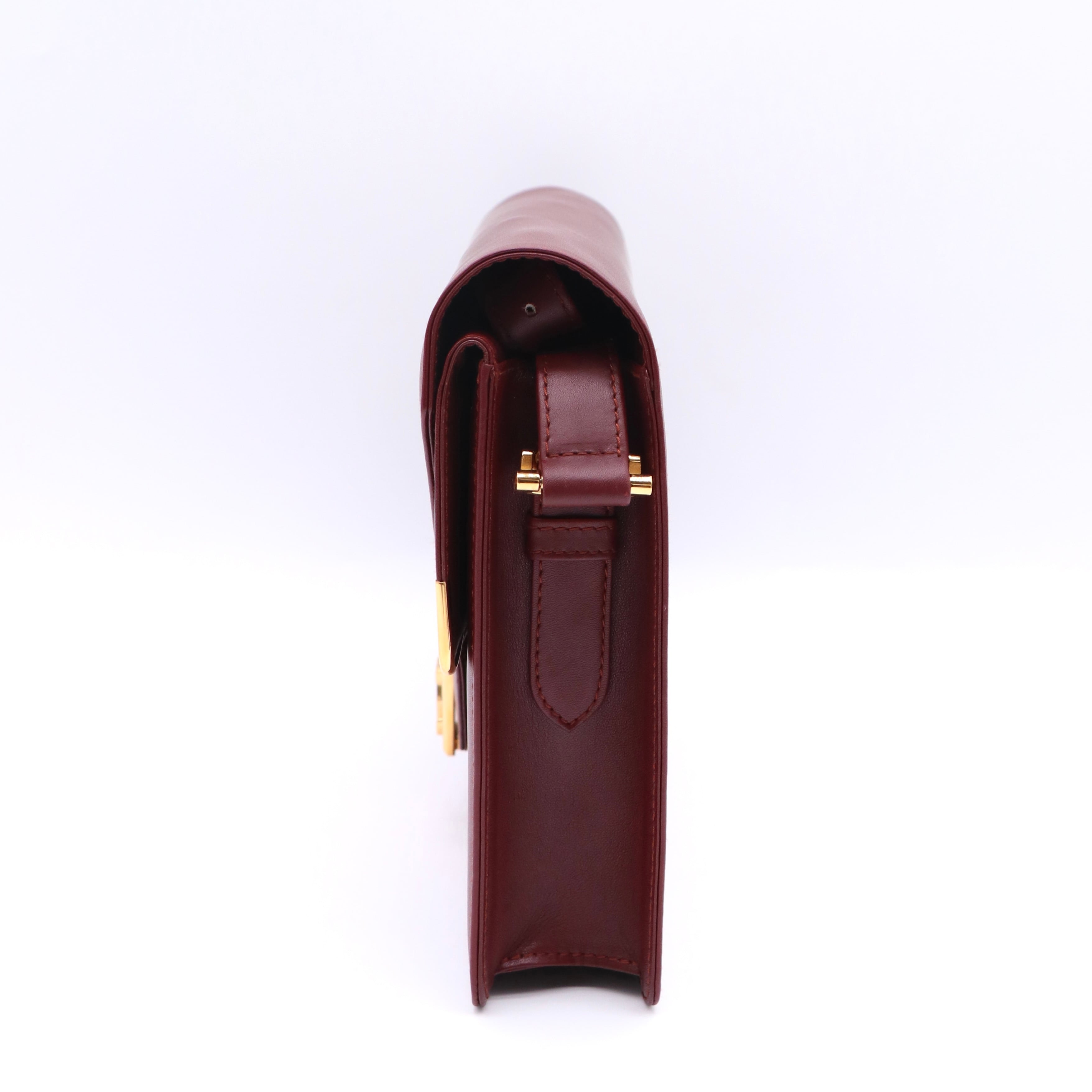 【美品】Cartier カルティエ マストライン 大容量ビジネスバッグ ボルドー Cartier カルティエ マストライン レザーショルダーバッグ ボルドー
