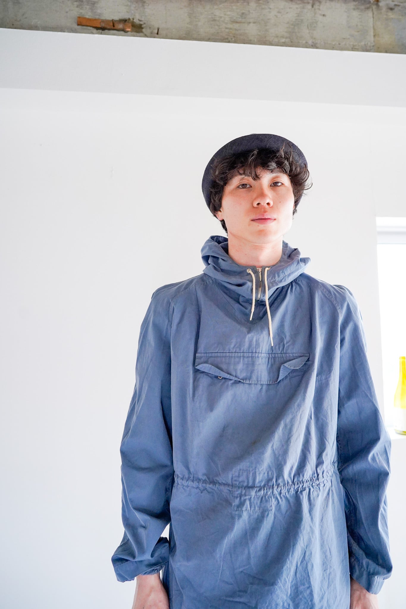 【1950-60s】"Made in West-Germany" 100% Cotton Zip-up Pullover Alpine Smock / 6-58