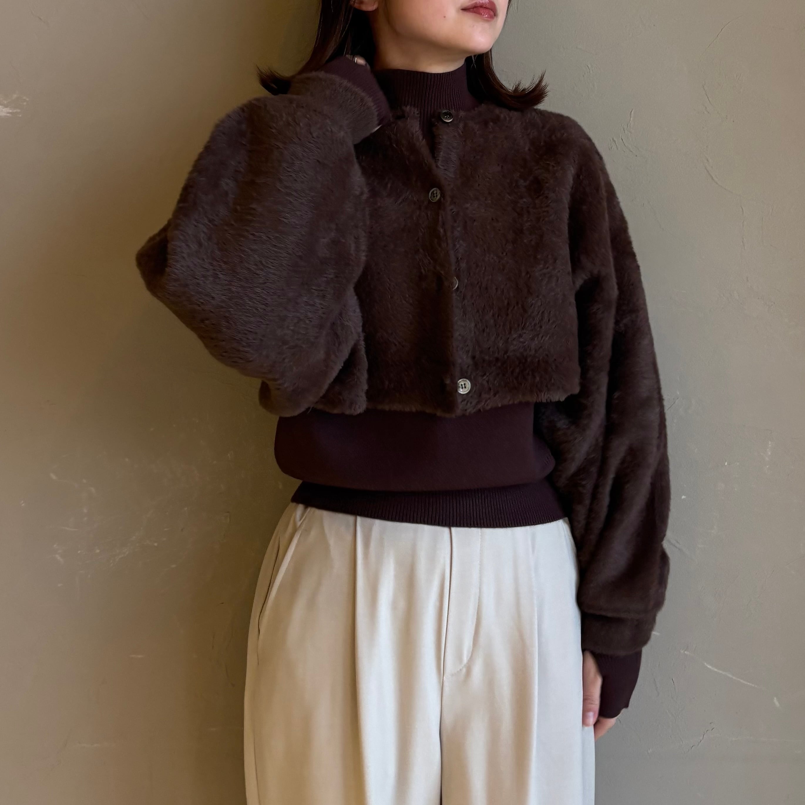 《 12/18(木)まで限定販売 》【 CLOCHE 】シャギーボレロ×タートルアンサンブル