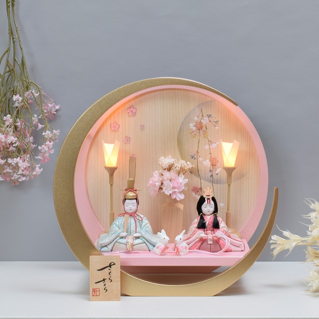 雛人形 親王飾り【桜月】一秀 木目込人形 さくらさくら｜おしゃれ｜モダン｜コンパクト｜今どき｜木目込み