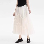 Dark Avant-Garde Black Tulle Multi-Layered Midi Skirt (ME246)