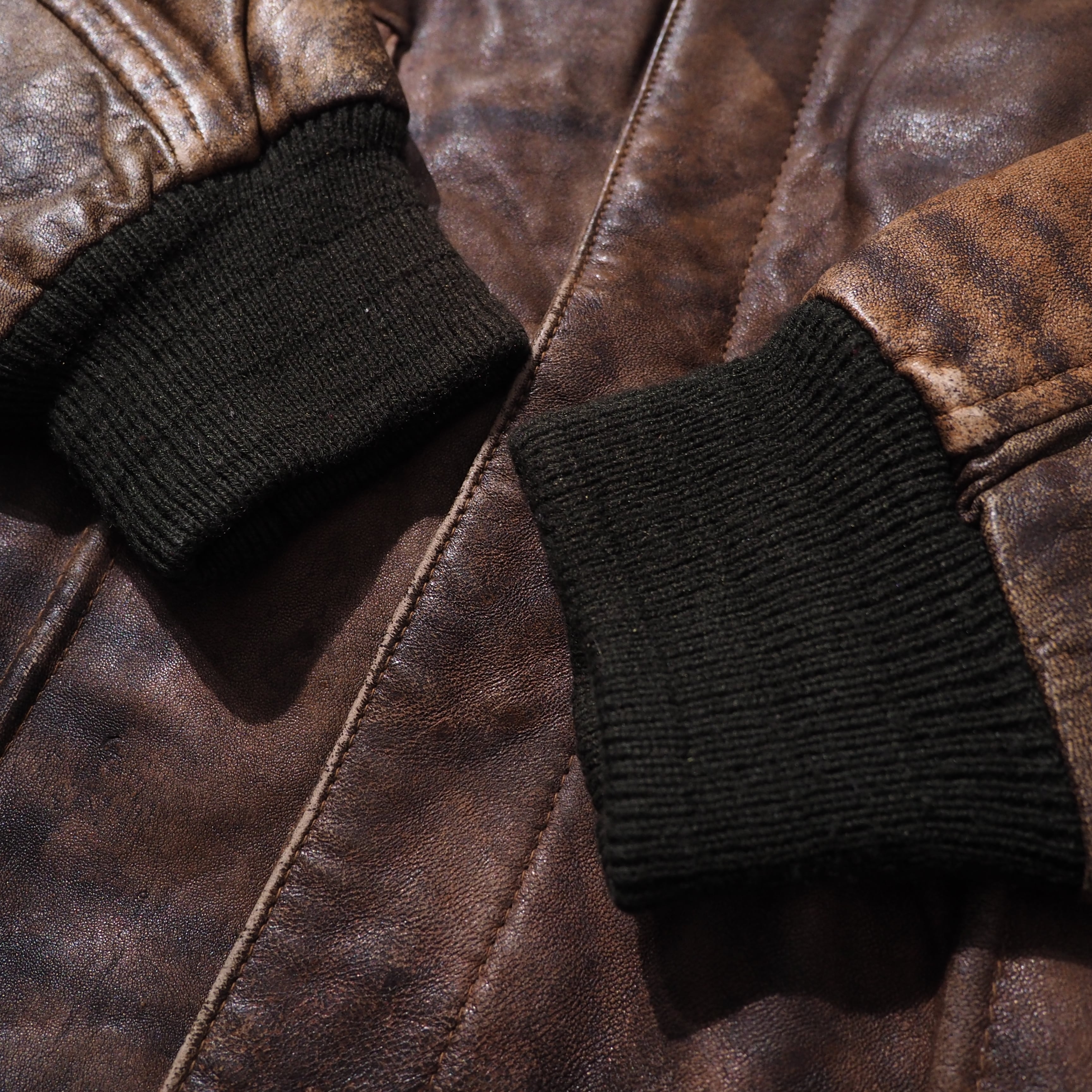 ” Special ” Aging processing Big Pockets vintage leather jacket