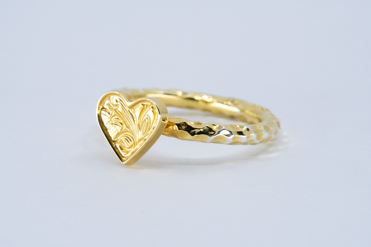R-119 Arabesque Heart Ring( 24K Gold Plated)