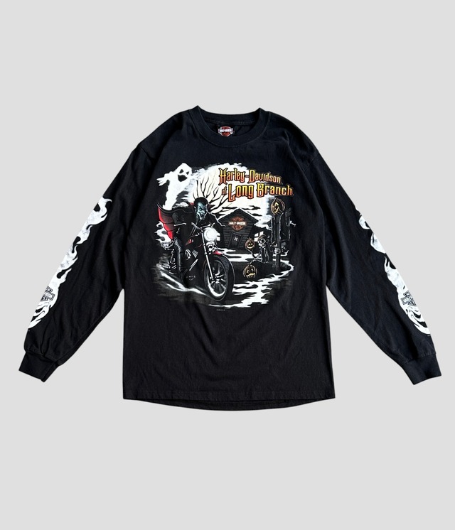 -HARLEY DAVIDSON- Vintage 00s Long sleeve T-shirt halloween white flame