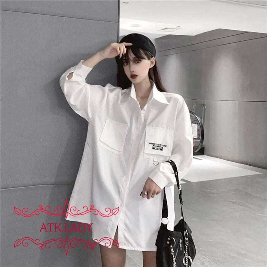 ATK.LADY】B101 ルーズ ワイシャツ ボタンシャツ ウォレットチェーン